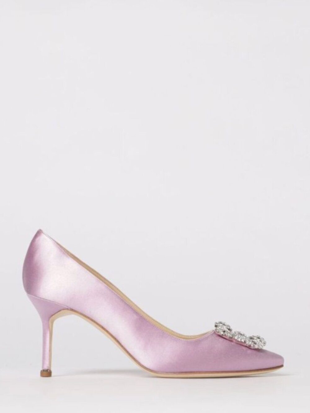 Manolo Blahnik Hangisi 105 Light Pink Lilac Satin Heels Pumps 36